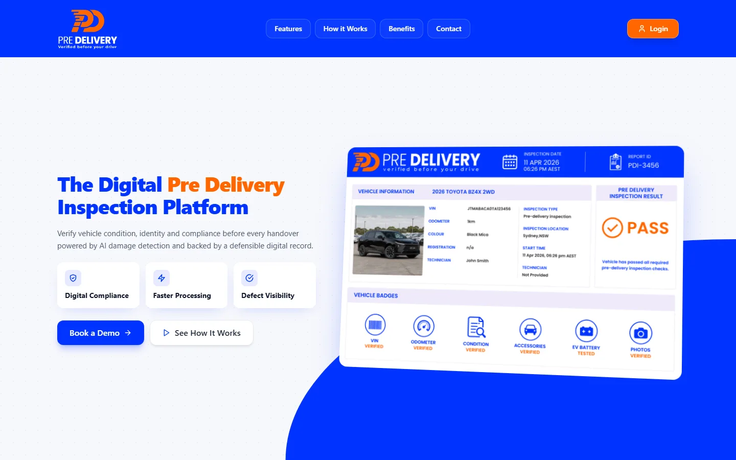Predelivery.ai, web app with ai inspection by Digitalis Global