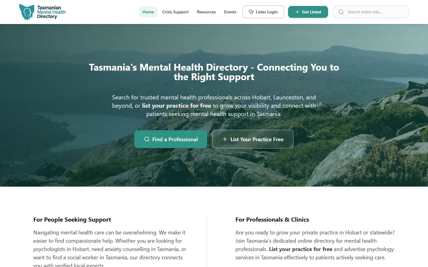 Tasmanian Mental Health Directory, custom web application by Digitalis Global